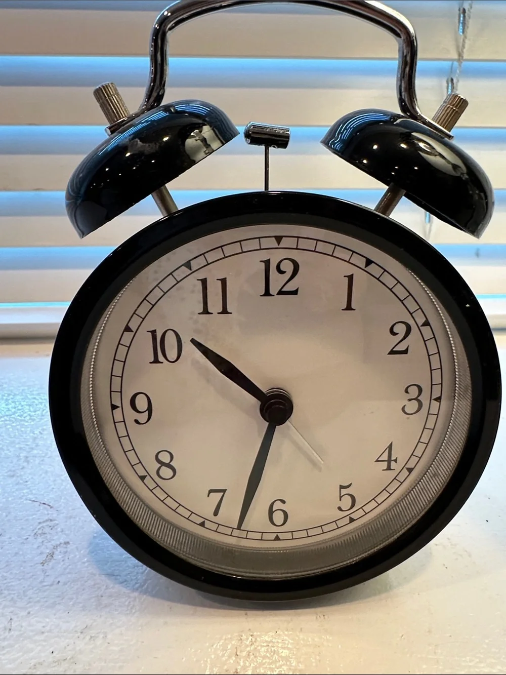 Black Twin Bell Wall Clock - Classic Metal Alarm Clock